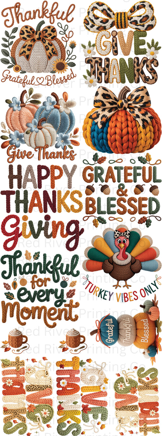 Thanksgiving Faux Yarn Premade Gangsheet