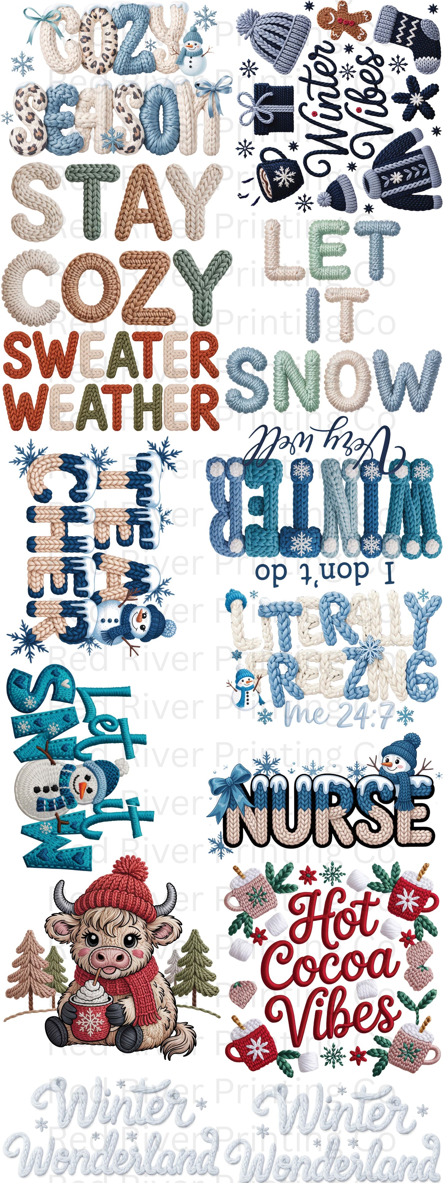 Faux Yarn Winter Premade Gangsheet