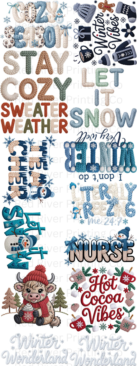 Faux Yarn Winter Premade Gangsheet