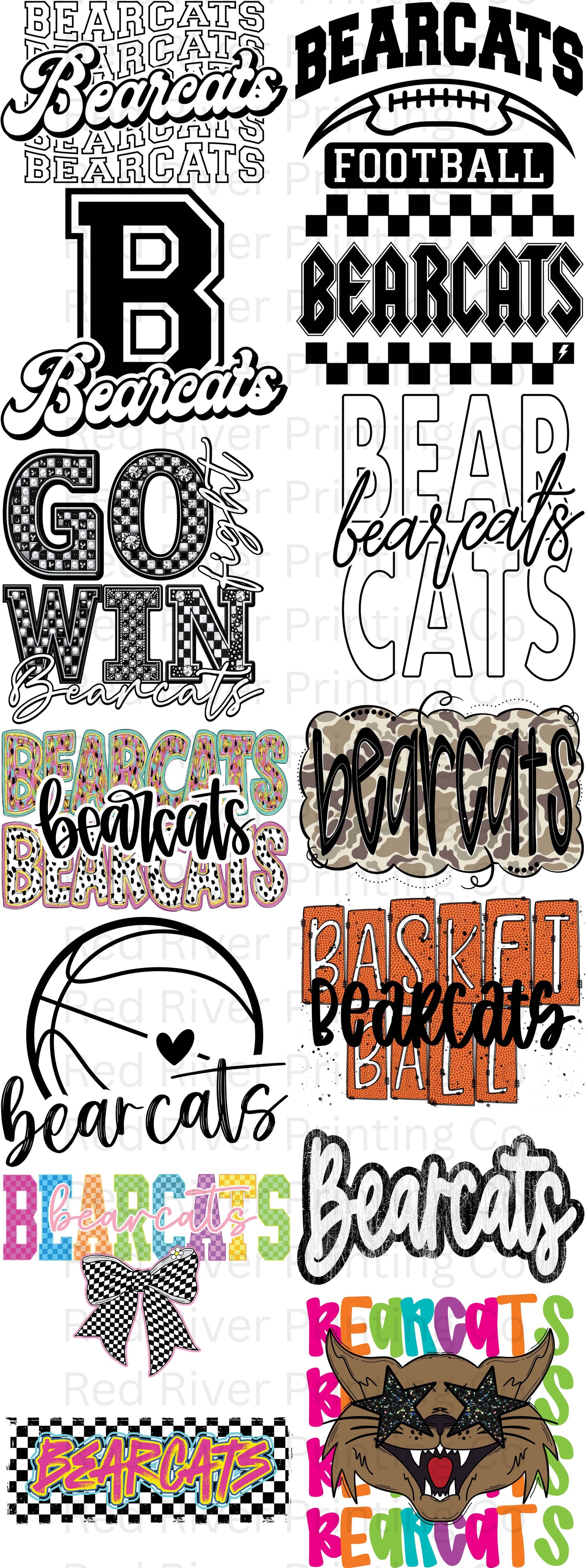 Bearcats Premade Gangsheet